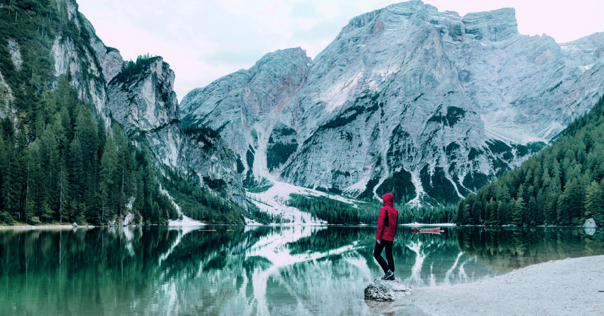 Person looking at mountains